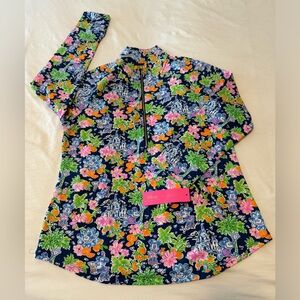 New with Tags Disney x Lilly Pulitzer in Aegean navy half zip Popover!